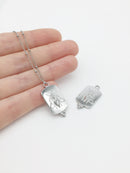 1 x Stainless Steel Rectangular Bee Pendant, 29x14mm