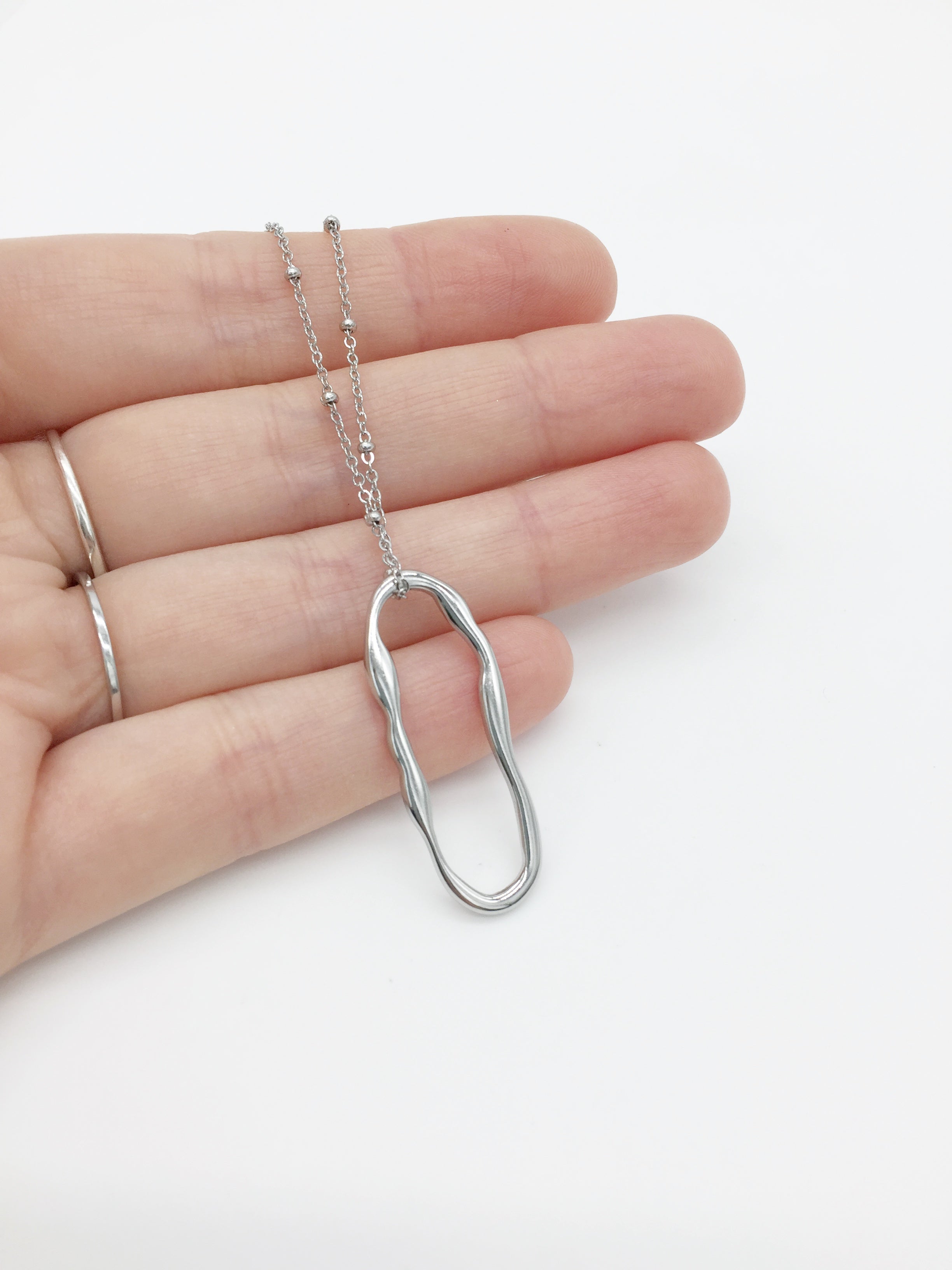 1 x Stainless Steel Irregular Oval Connector, 35x13mm (0131)