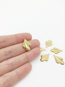 1 x 18K Gold Plated Stainless Steel Domed Fan Charm, 20x13mm (0107G)