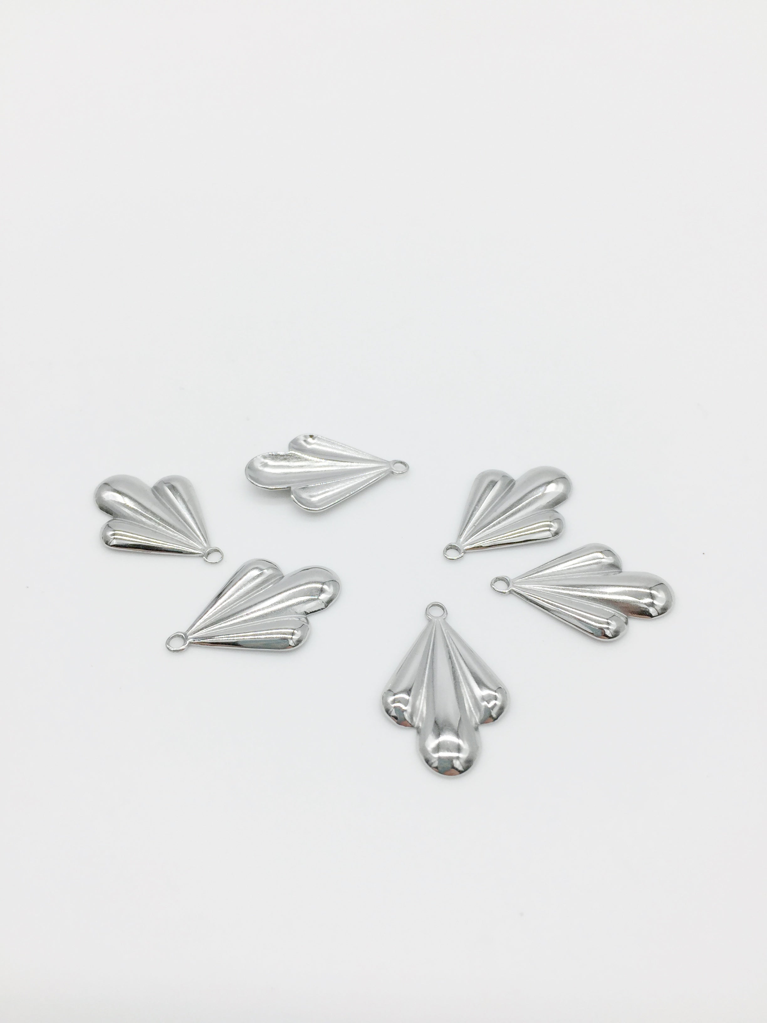 1 x Stainless Steel Domed Fan Charm, 20x13mm (0107S)