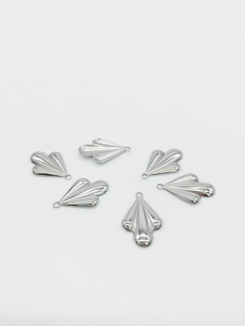 1 x Stainless Steel Domed Fan Charm, 20x13mm (0107S)