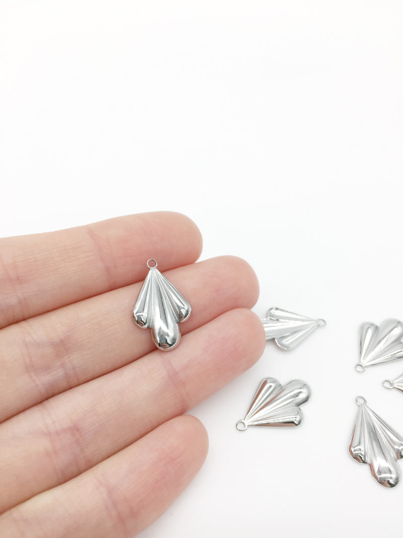 1 x Stainless Steel Domed Fan Charm, 20x13mm (0107S)