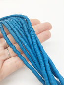 1 strand x 4mm Ocean Blue Clay Disc Beads, Vinyl Heishi Beads (3166)