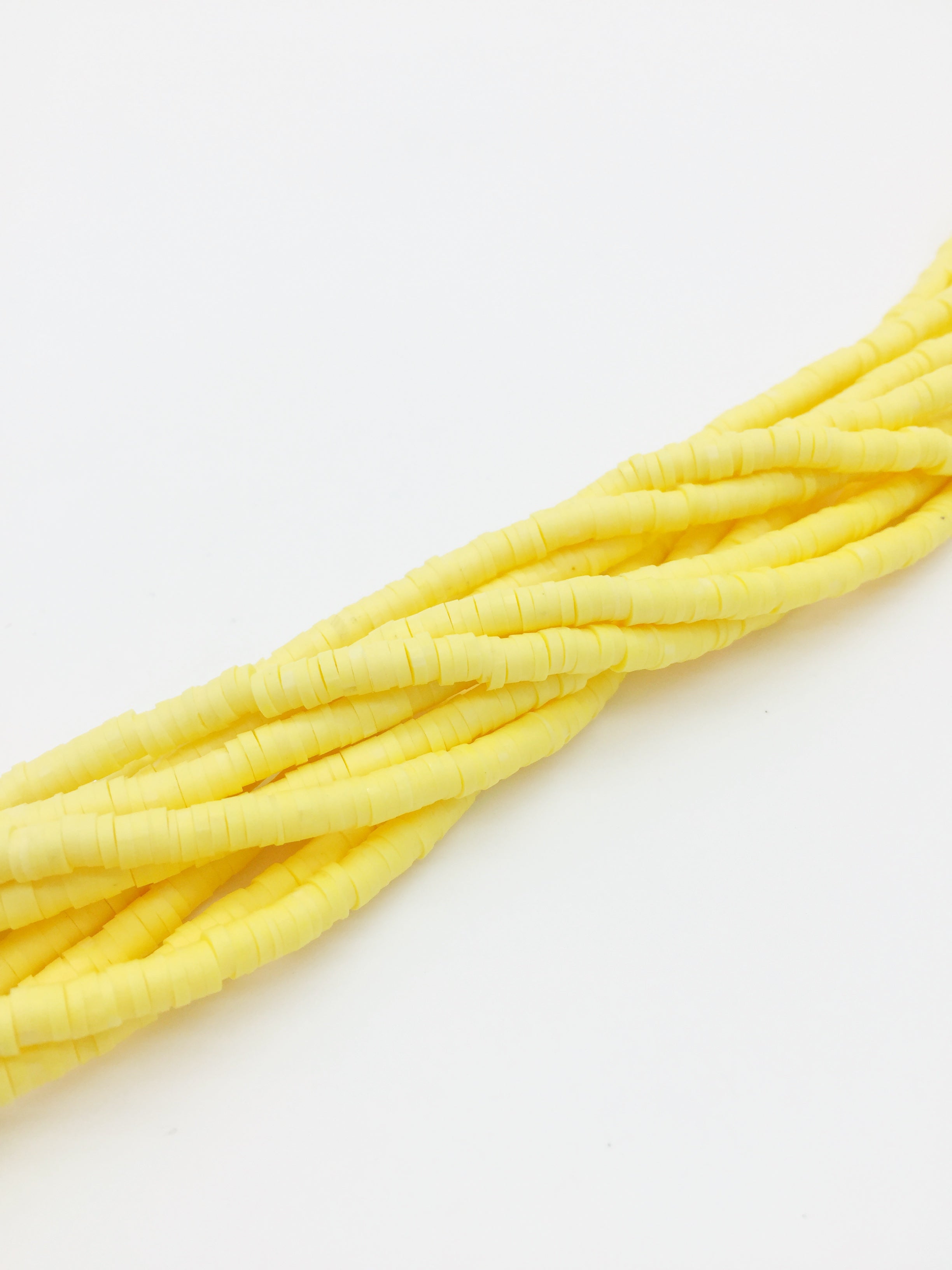 1 strand x 4mm Yellow Clay Disc Beads, Vinyl Heishi Beads (3166)