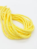 1 strand x 4mm Yellow Clay Disc Beads, Vinyl Heishi Beads (3166)