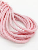 1 strand x 4mm Powder Pink Polymer Clay Disc Beads, Vinyl Heishi Beads (3173)
