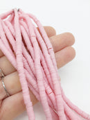 1 strand x 4mm Powder Pink Polymer Clay Disc Beads, Vinyl Heishi Beads (3173)