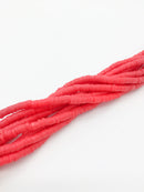 1 strand x 4mm Vermilion Red Polymer Clay Disc Beads, Vinyl Heishi Beads (3173)