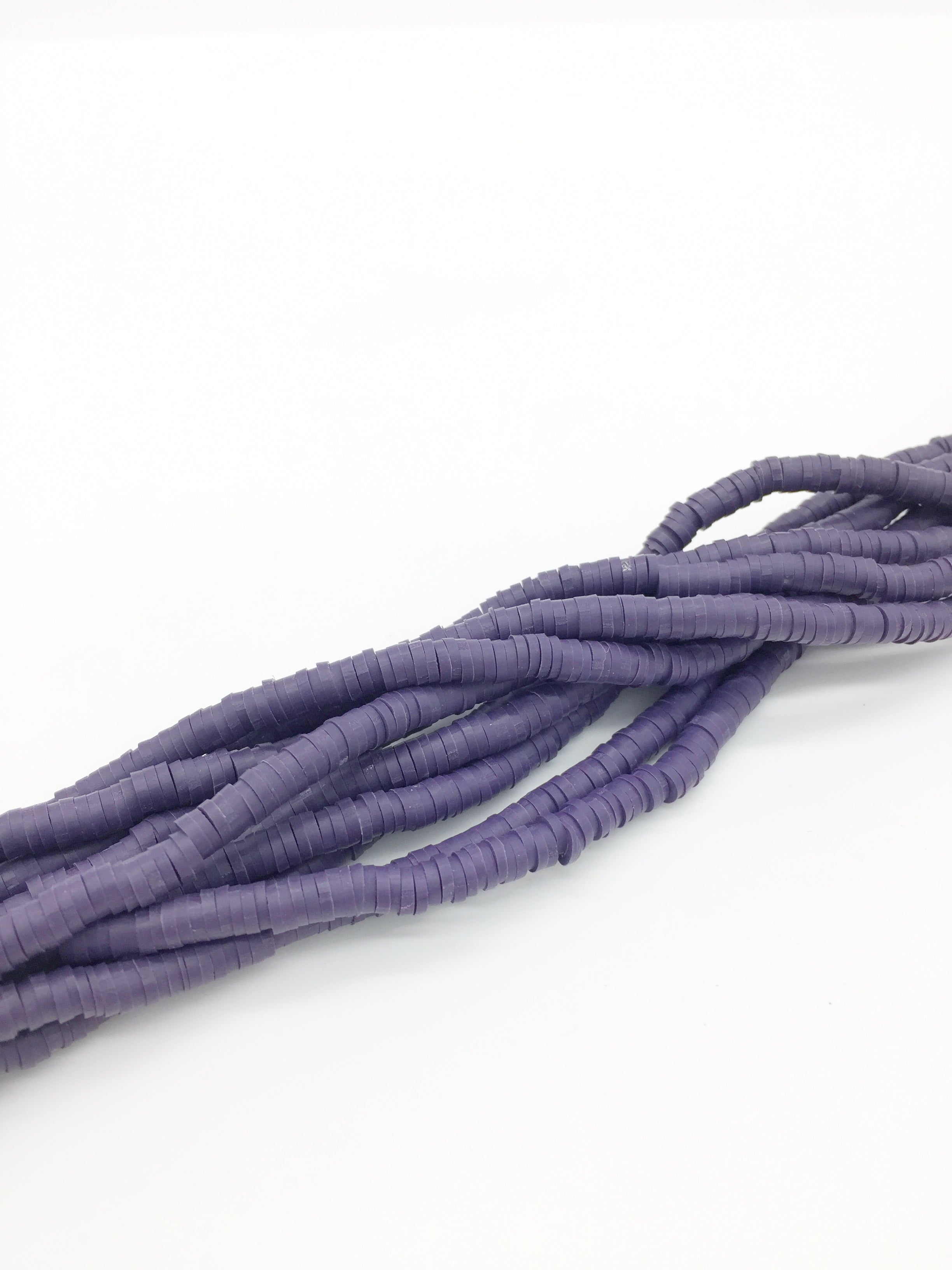 1 strand x 4mm Aubergine Polymer Clay Disc Beads, Vinyl Heishi Beads (3173)
