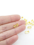 12 x 6x12mm Gold Tone Sew-on Brass Setting for Marquise Cut Stones (3982)