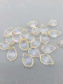 60 x Transparent Gold Lined Flower Petal Beads, 22x16mm (3019)