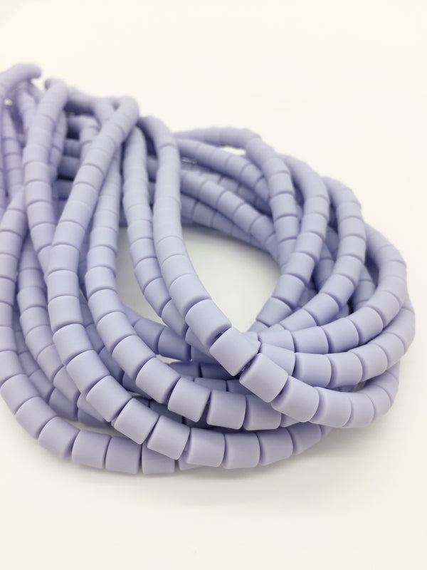 1 strand x 6.5x6mm Pastel Lilac Polymer Clay Chunky Column Beads, Vinyl Beads (J3R)