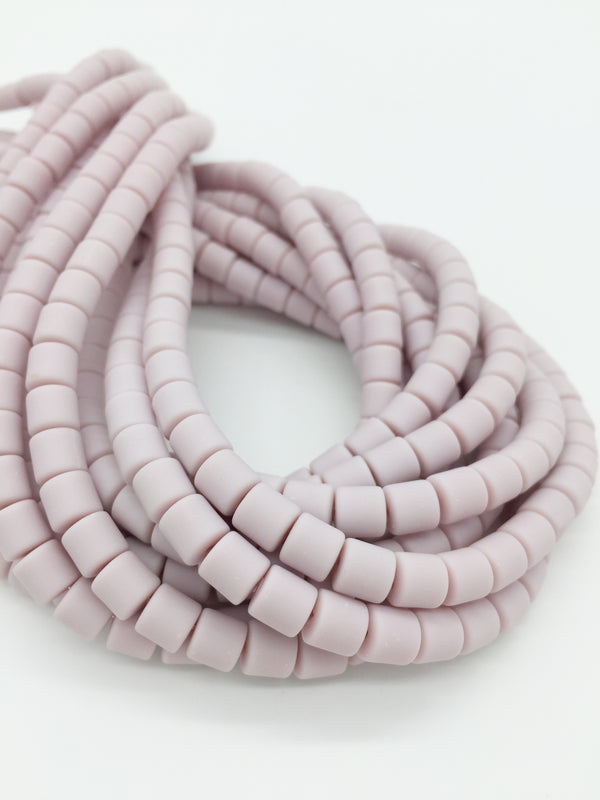 1 strand x 6.5x6mm Pastel Dusty Lilac Polymer Clay Chunky Column Beads, Vinyl Beads (J3S)