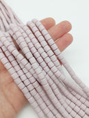 1 strand x 6.5x6mm Pastel Dusty Lilac Polymer Clay Chunky Column Beads, Vinyl Beads (J3S)