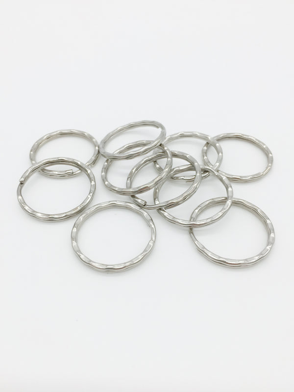 10 x 25mm Silver Split Key Rings for Keychain Making (4112)