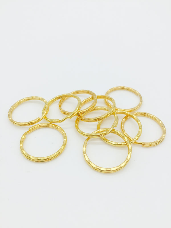 10 x 25mm Gold Split Key Rings for Keychain Making (4111)