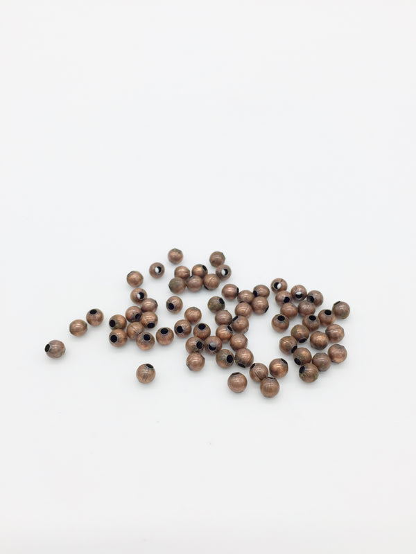300 x Antique Copper Tiny Round Spacer Beads, 4mm (4113)