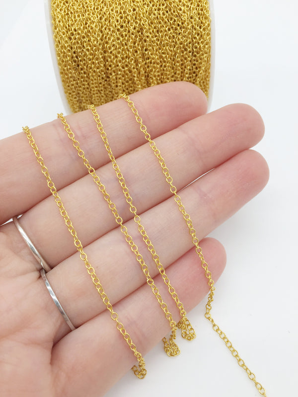 5 metres x 2x1.5mm Gold Plated Brass Cable Chain with Soldered Oval Links (4106)