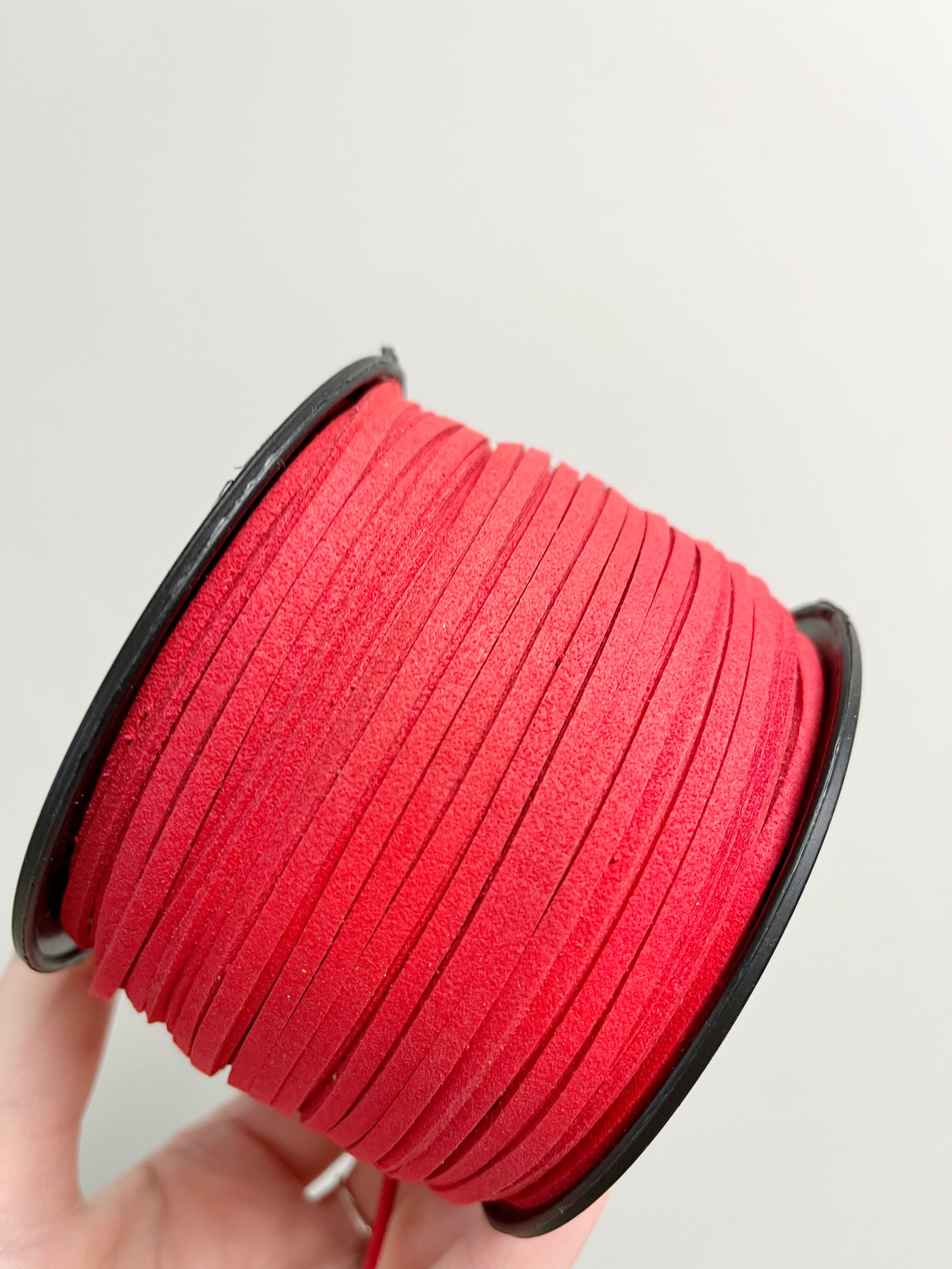 Red Faux Suede Cord, 3mm Soft Flat Cord (R1)