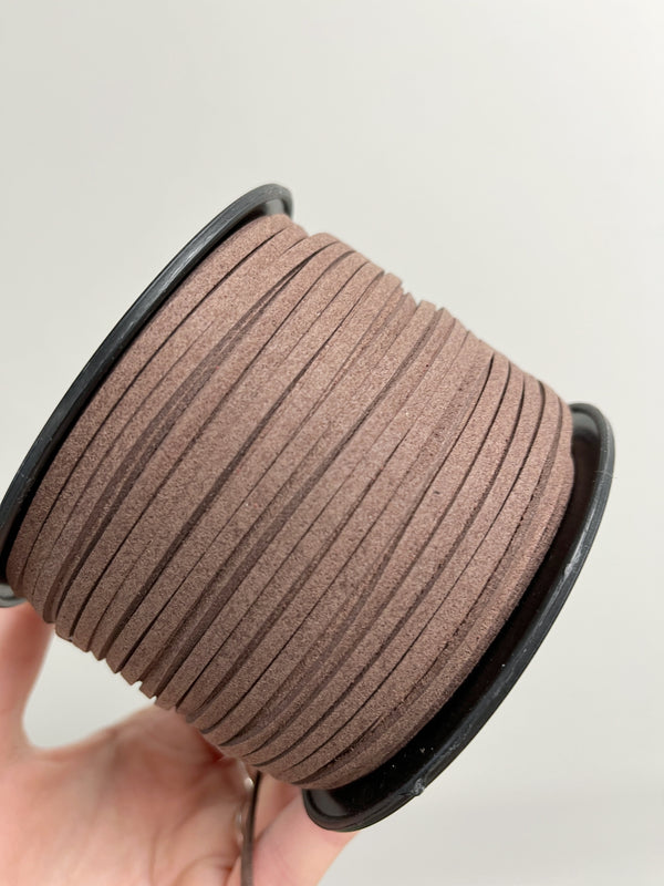 Dark Taupe Faux Suede Cord, 3mm Soft Flat Cord (R1)