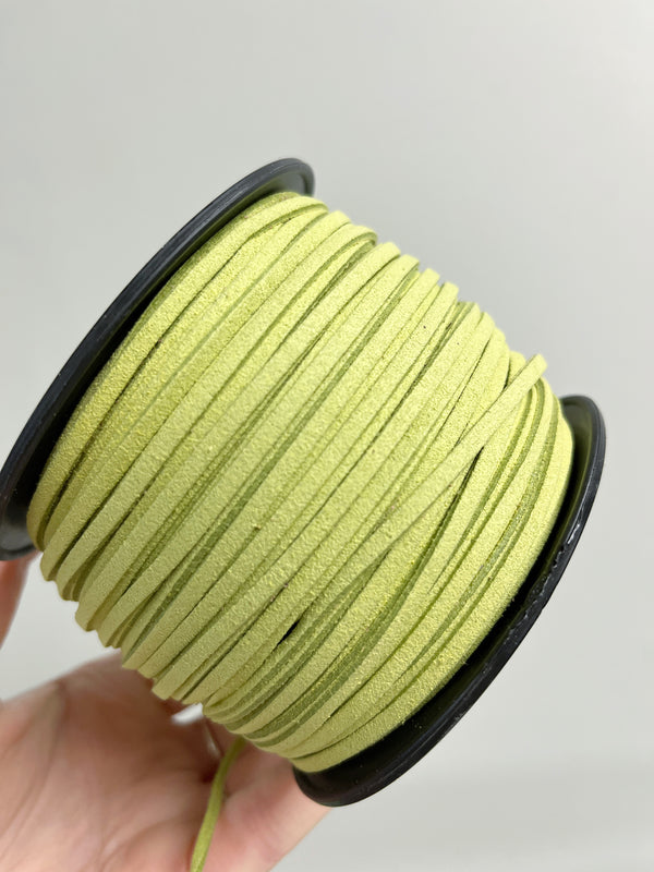 Lime Green Faux Suede Cord, 3mm Soft Flat Cord (R2)