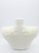 Large Mirrored Pair Champagne Flower Lace Applique, 44x23cm