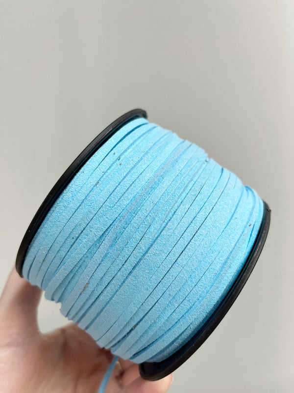 Sky Blue Faux Suede Cord, 3mm Soft Flat Cord (R2)