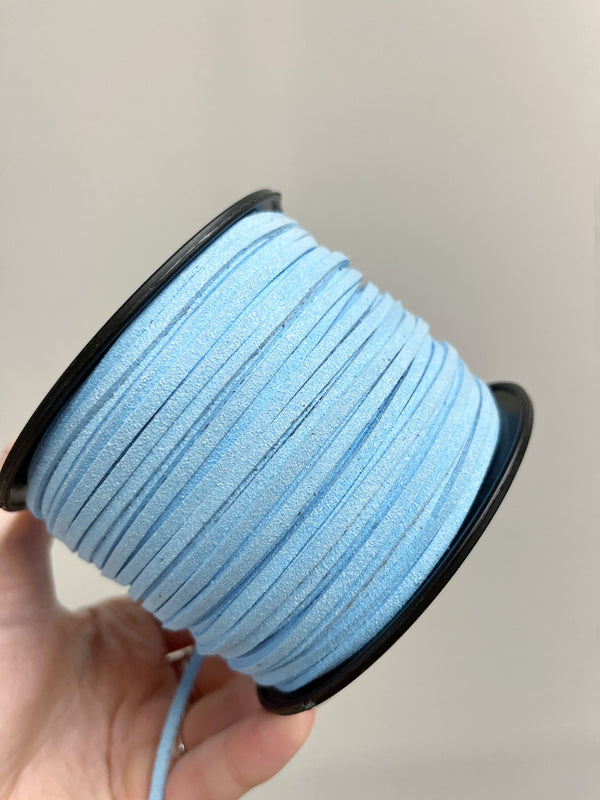 Light Blue Faux Suede Cord, 3mm Soft Flat Cord (R2)