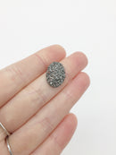 10 x Silver Oval Druzy Cabochons, 18x12mm