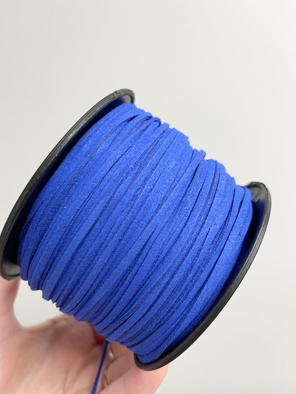Royal Blue Faux Suede Cord, 3mm Soft Flat Cord (R3)