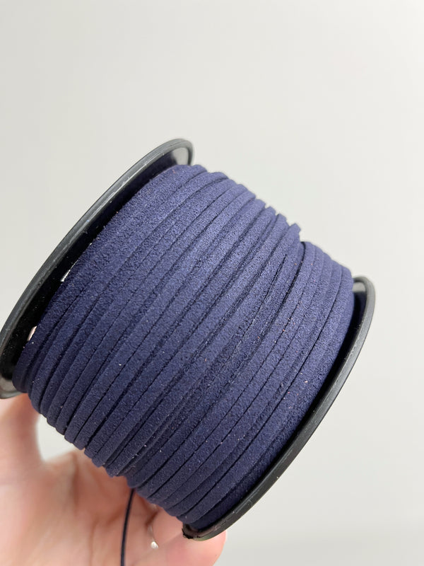 Midnight Blue Faux Suede Cord, 3mm Soft Flat Cord (R3)