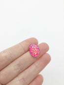 10 x Iridescent Deep Pink Oval Druzy Cabochons, 18x12mm