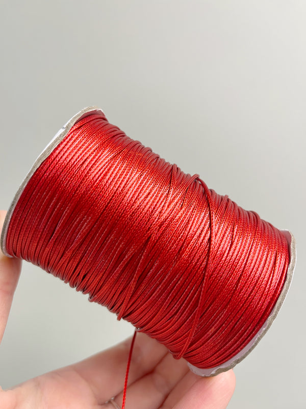 Dark Red Waxed Polyester Cord, 1mm Silk Round (R3)