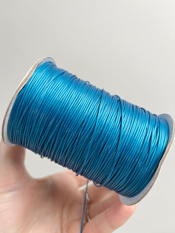 Pacific Blue Waxed Polyester Cord, 1mm Silk Cord (R3)