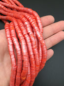 1 strand x 6mm Red Polymer Clay Beads with Silver Shimmer
