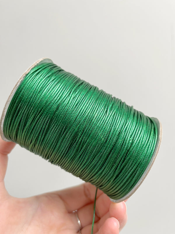 Emerald Green Waxed Polyester Cord, 1mm Silk Cord (R4)
