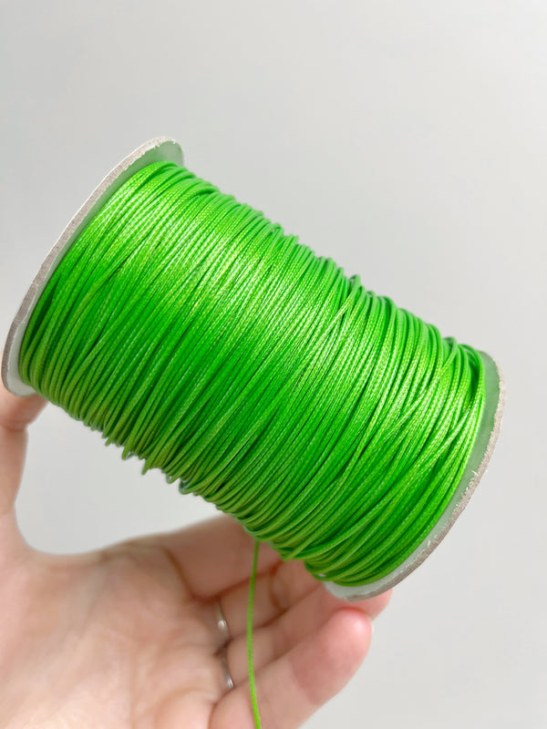 Bright Green Waxed Polyester Cord, 1mm Silk Cord (R4)