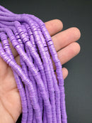 1 strand x 6mm Purple Polymer Clay Beads with Gold Shimmer