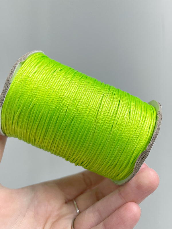 Neon Green Waxed Polyester Cord, 1mm Silk Cord (R4)