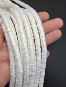 1 strand x 6mm White Polymer Clay Beads with Gold Shimmer