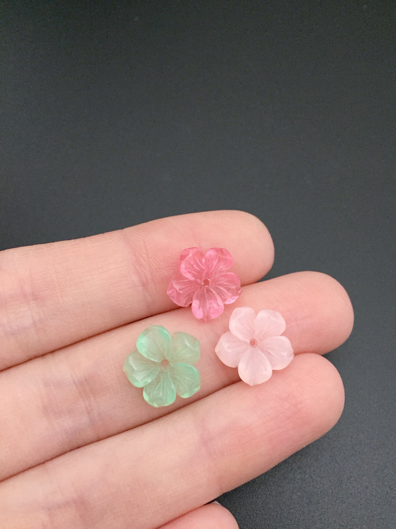 20 x Multicolour Gemstone Imitation Resin Flower Beads, 12mm