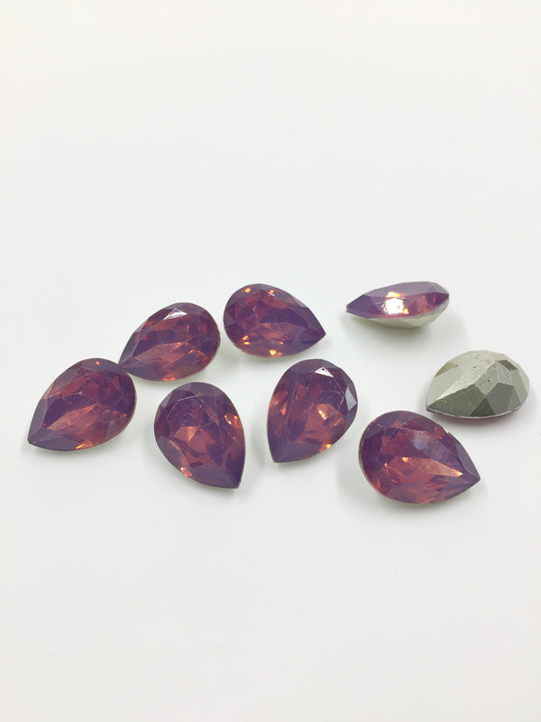 6 x 13x18mm Purple Opal Teardrop Rhinestones, Foiled Back (0994)