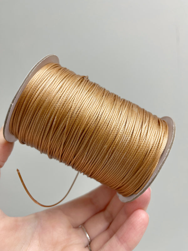 Honey Maple Waxed Polyester Cord, 1mm Silk Cord (R5)