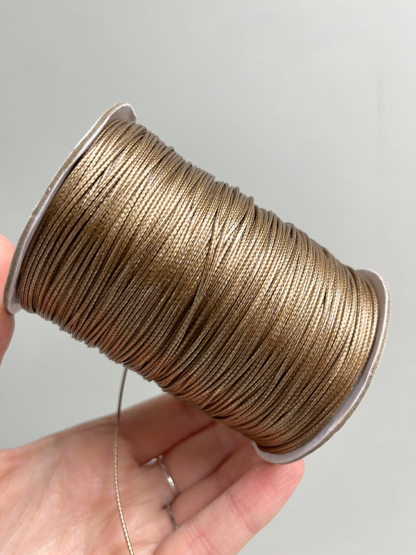 Walnut Brown Waxed Polyester Cord, 1mm Silk Cord (R5)
