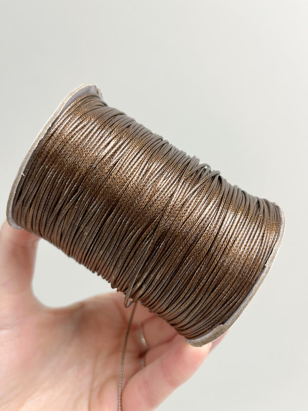 Carob Brown Waxed Polyester Cord, 1mm Silk Cord (R5)