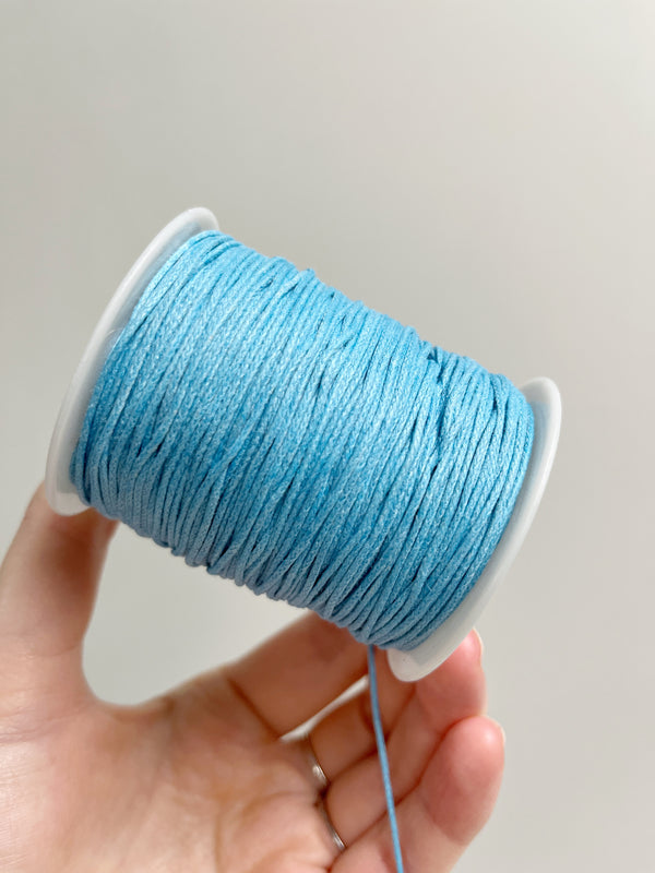 Sky Blue Waxed Cotton Cord, 1mm Cotton Cord (R6)
