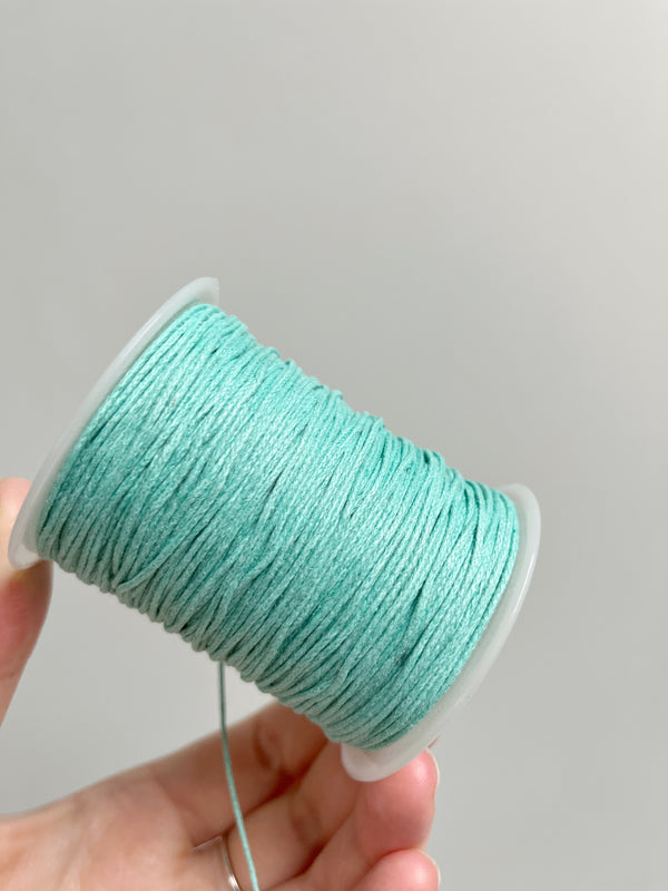 Light Teal Waxed Cotton Cord, 1mm Cotton Cord (R6)