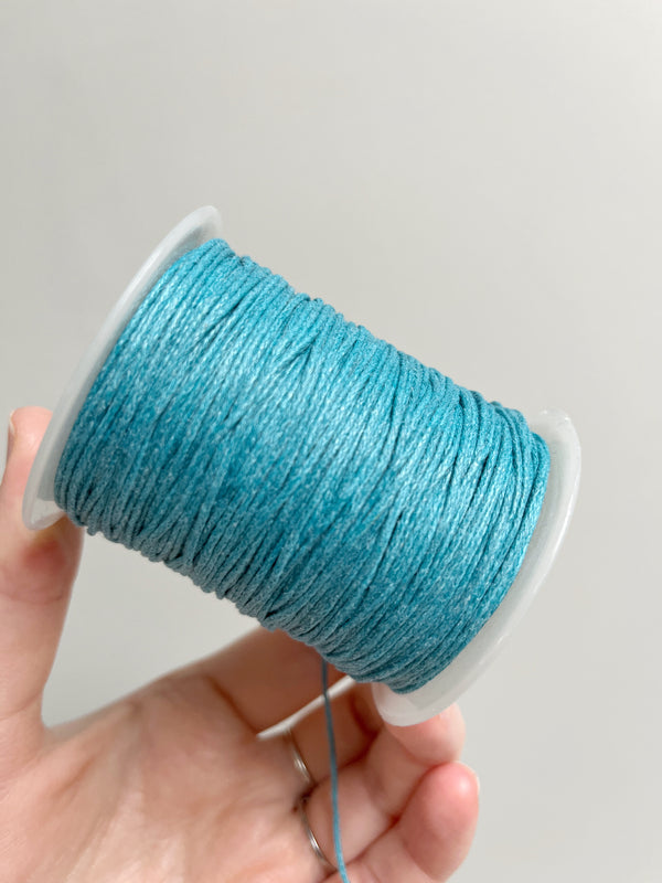 Turquoise Waxed Cotton Cord, 1mm Cotton Cord (R6)