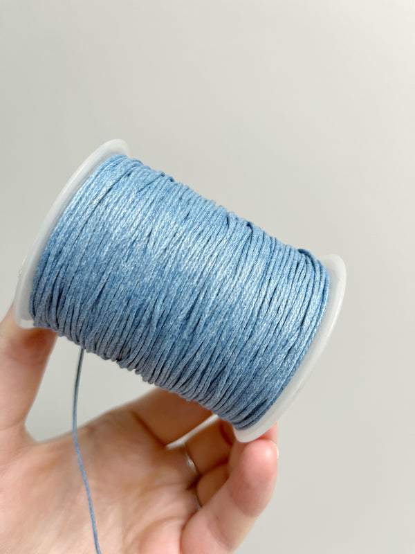 Dusty Blue Waxed Cotton Cord, 1mm Cotton Cord (R6)