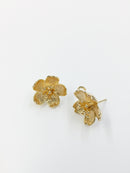 1 pair x 18K Gold Plated Sakura Flower Earring Studs with Loop, 16mm